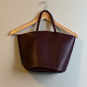 Burgundy faux leather tote